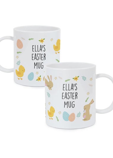 Personalised Memento Company White Easter Bunny Plastic Mug