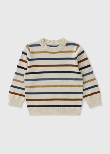 Boys Tan Stripe Knit Jumper(1-7yrs)