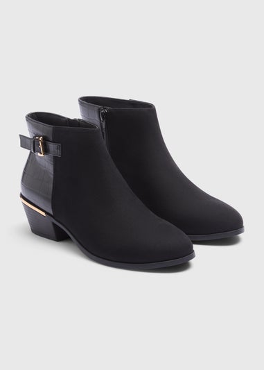 Black Heeled Croc Boots