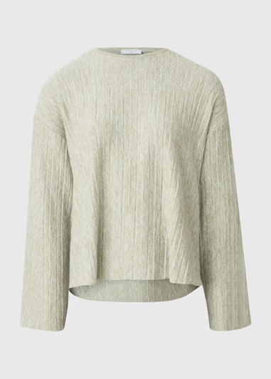 Sage Pleat Soft Touch High Neck Jumper