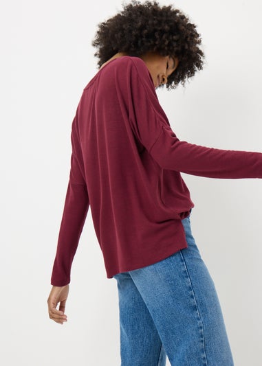 Burgundy Lace Trim Soft Touch Jumper