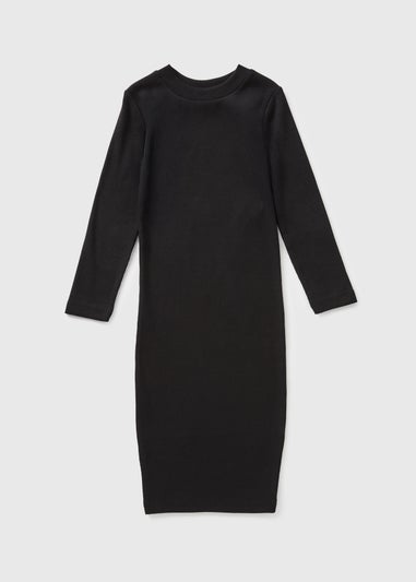 Girls Black Ribbed Dress (7-15yrs)