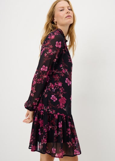Burgundy Floral Shirt Mini Dress