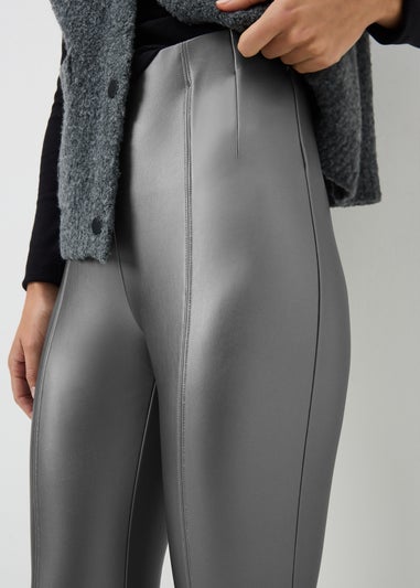 Silver Metallic Faux Leather Leggings