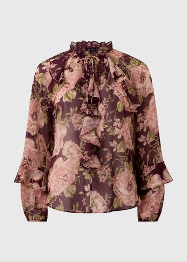 Et Vous Pink Floral Boho Frill Blouse