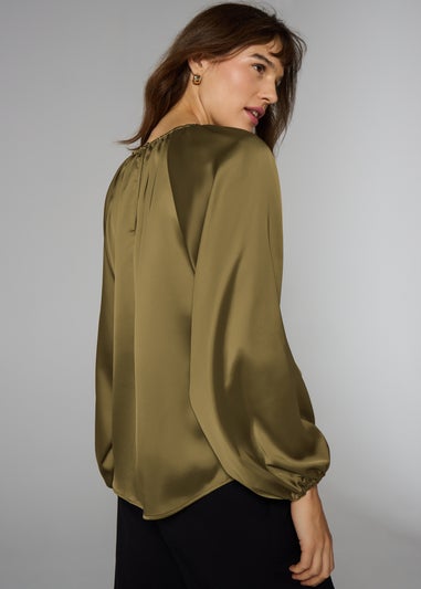 Et Vous Olive Satin Blouse