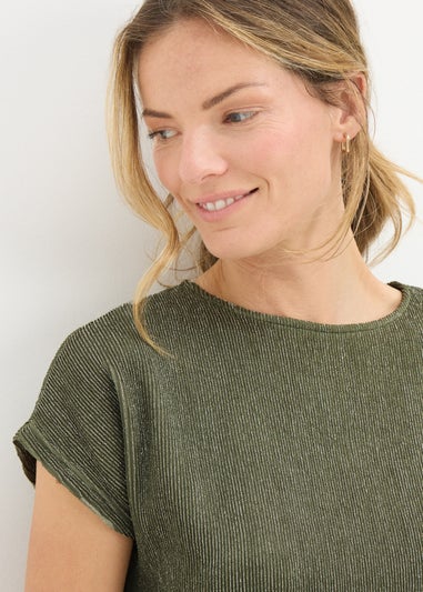 Khaki Sparkle Yarn Top