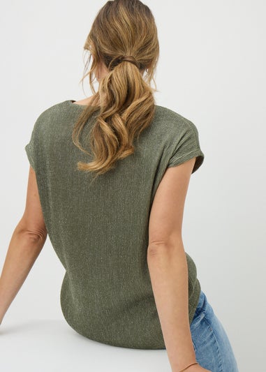 Khaki Sparkle Yarn Top