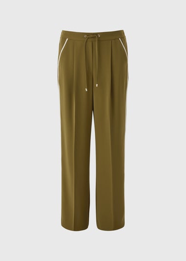 Et Vous Olive Side Stripe Wide Leg Trousers