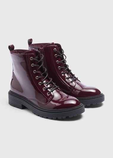 Burgundy Lace Up Boots