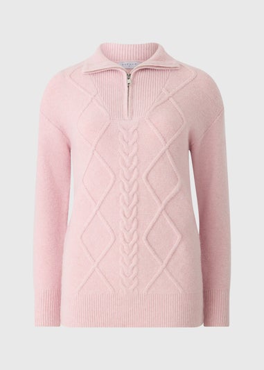 Pink Quarter Zip Tunic Jumper