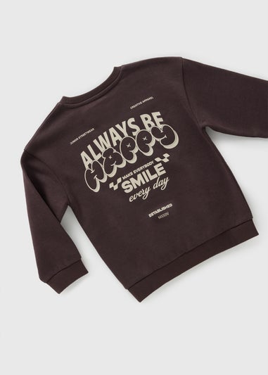 Boys Brown Be Happy Sweatshirt (1-7yrs)