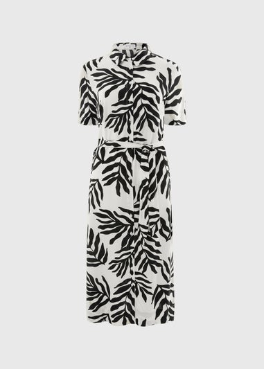 Black Leaf Shirt Midi Dress