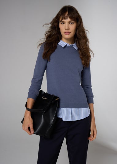 Et Vous Blue 2 In 1 Knitted Jumper & Shirt