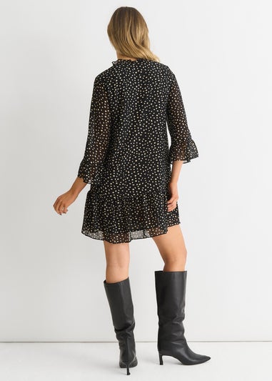 Gini London Black Animal Spot Shirt Mini Dress