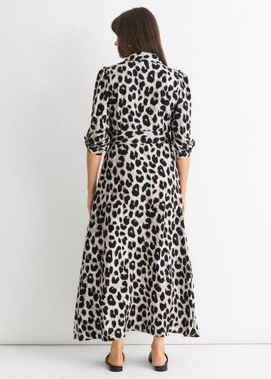 Gini London Grey Animal Print Shirt Maxi Dress