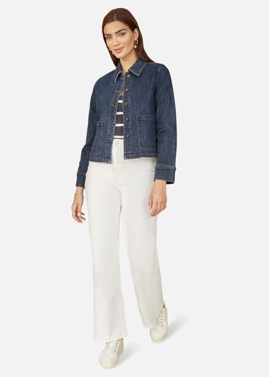 Yumi Blue Denim Jacket With Patch Pockets