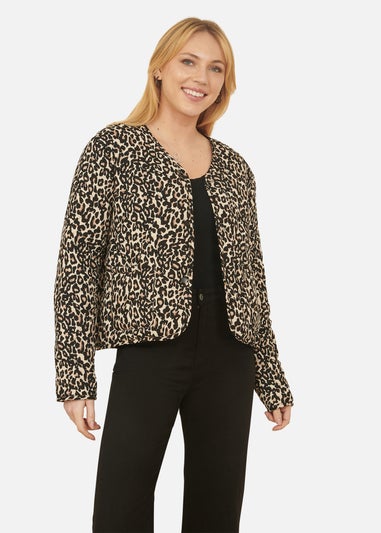 Yumi Brown Leopard Print Boxy Jacket