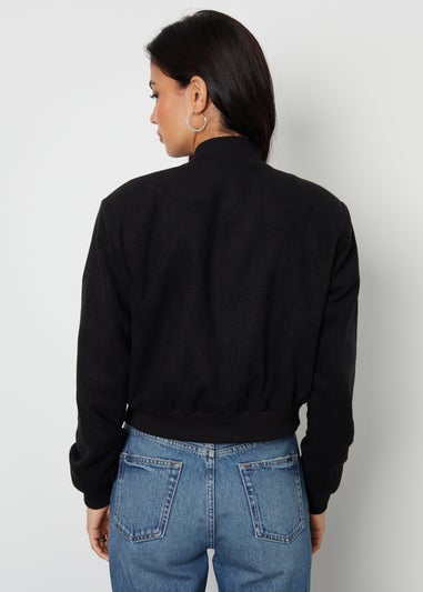 Threadbare Black Brushed Cropped Bomber Jacket