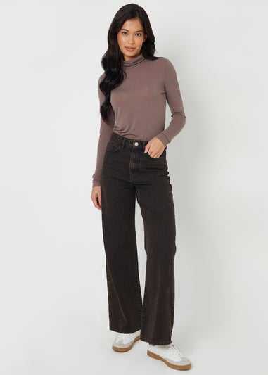 Threadbare Chocolate Wide Leg Denim Jeans