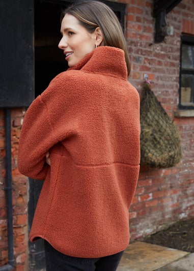 Threadbare Terracotta Half Zip Borg Fleece