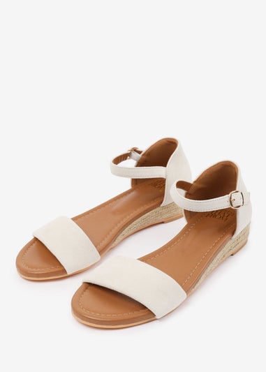 Where's That From Wide-Fit Cream Suede Eleanor Low Wedge Shoes