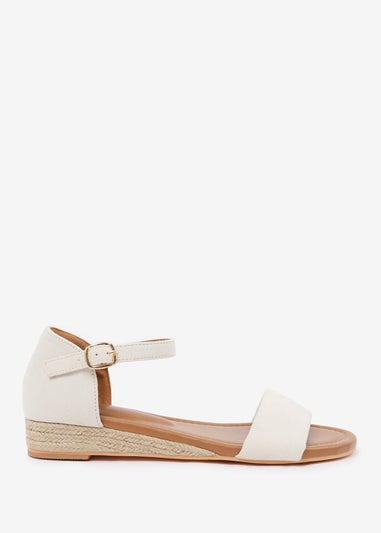 Where's That From Wide-Fit Cream Suede Eleanor Low Wedge Shoes