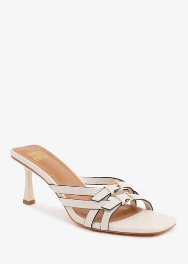 Where's That From Cream PU Ariela Cross-Over Buckle Details Strap Heel