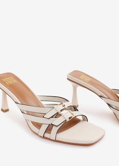 Where's That From Cream PU Ariela Cross-Over Buckle Details Strap Heel