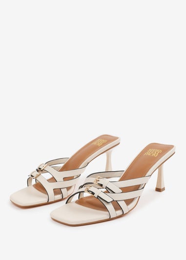 Where's That From Cream PU Ariela Cross-Over Buckle Details Strap Heel