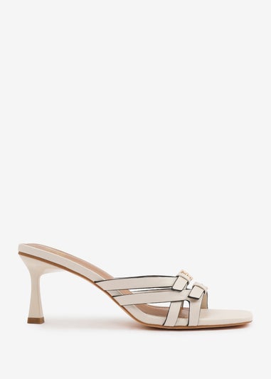 Where's That From Cream PU Ariela Cross-Over Buckle Details Strap Heel