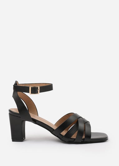 Where's That From Black PU Caity Triple Link Chain Detail Sandals