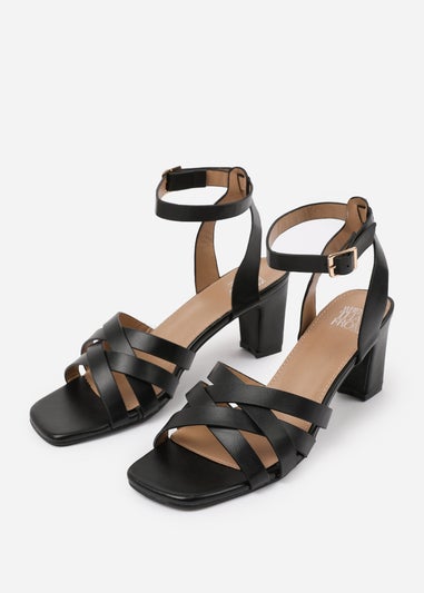 Where's That From Black PU Caity Triple Link Chain Detail Sandals