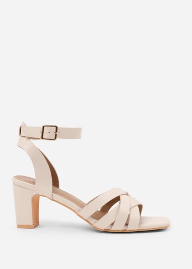 Where's That From Cream PU Caity Triple Link Chain Detail Sandals