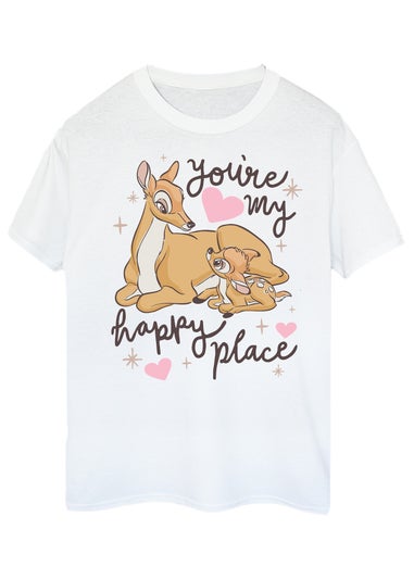 Disney Bambi You're My Happy Place White Boyfriend Fit T-Shirt