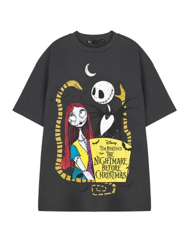 Disney The Nightmare Before Christmas Jack & Sally Charcoal Short Sleeved T-Shirt