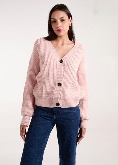 Blue Vanilla Pink Button Front Cardigan