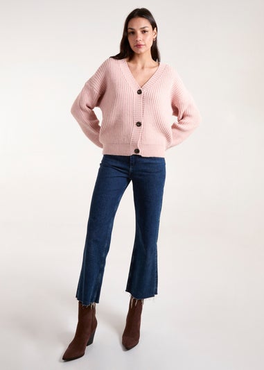 Blue Vanilla Pink Button Front Cardigan