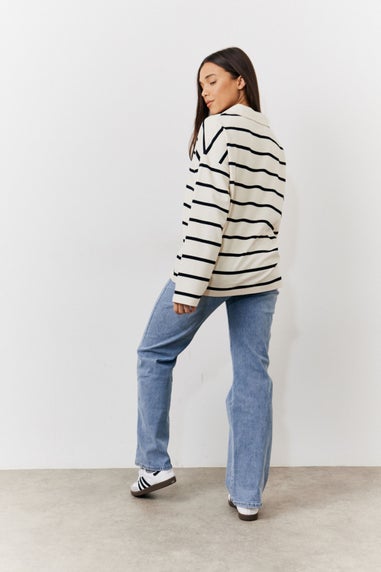 In The Style Multi Stripe Long Sleeve Polo Top