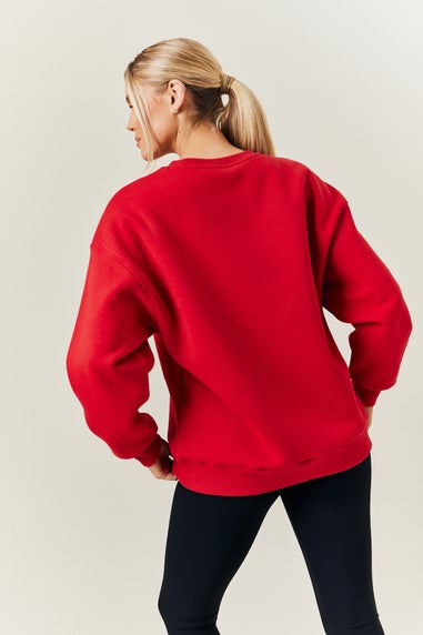 In The Style Red Crew Neck Embroidered Sweater