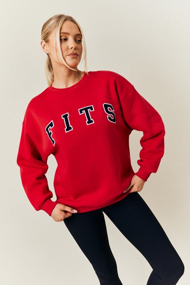 In The Style Red Crew Neck Embroidered Sweater