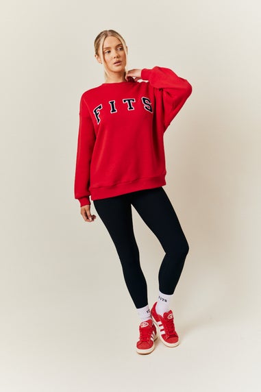 In The Style Red Crew Neck Embroidered Sweater