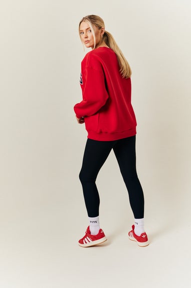 In The Style Red Crew Neck Embroidered Sweater