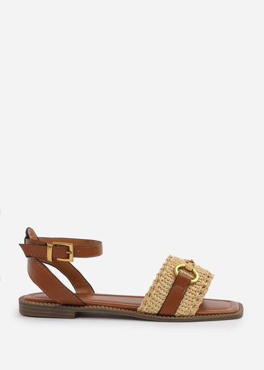 Where's That From Tan PU Catelyn Straw Detail Strap Sandals