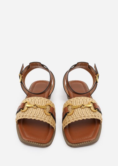 Where's That From Tan PU Catelyn Straw Detail Strap Sandals