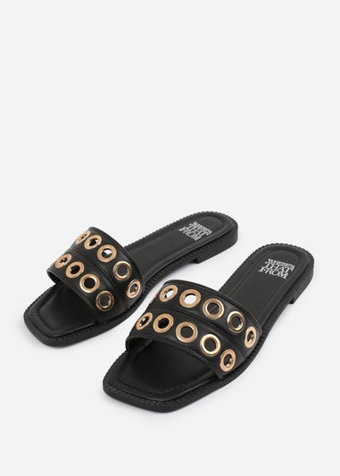 Where's That From Black PU Bonnie Flatform Sandal