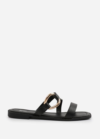 Where's That From Black PU Jaime Flatform Sandal