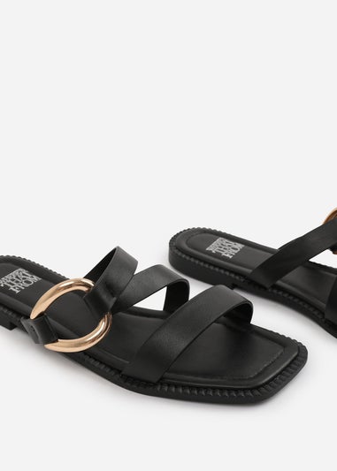 Where's That From Black PU Jaime Flatform Sandal