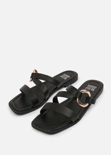 Where's That From Black PU Jaime Flatform Sandal