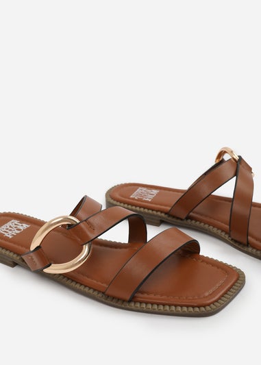 Where's That From Tan PU Jaime Flatform Sandal